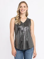 Women's Sequin Half Zip Tank