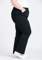 Women's Plus High Rise Black Crepe Knit Wide Leg Pant