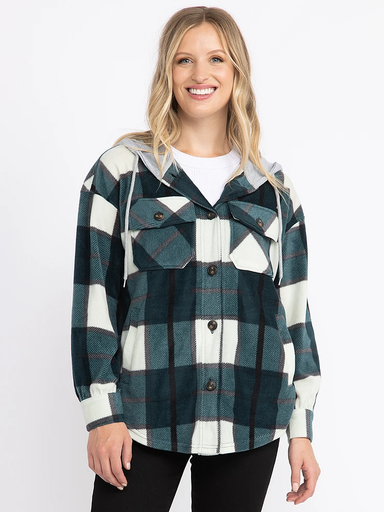 Womens Polar Fleece Plaid Shirt