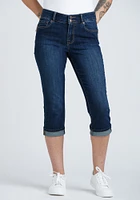 Women's 2 Button Cuffed Jean Capri