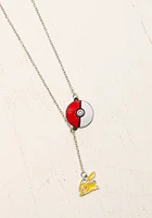 Pokemon Pokeball & Pikachu Charm Necklace