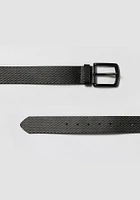 Men's Embossed Black Buckle Belt