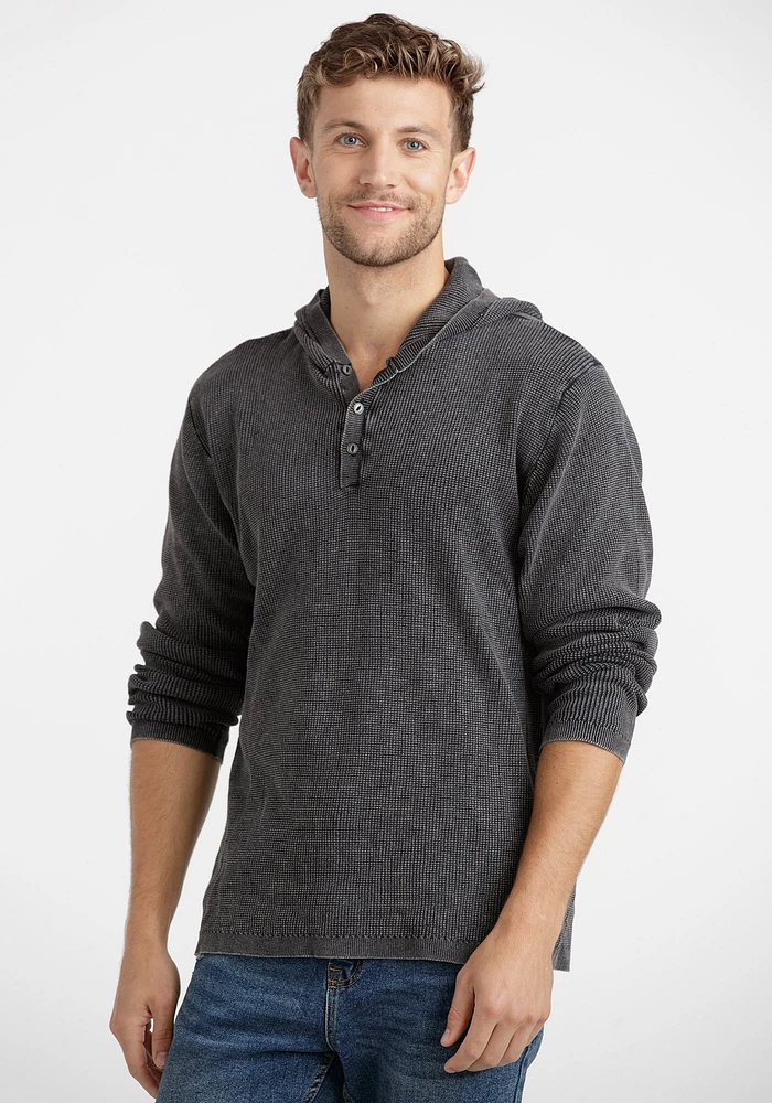 Men's Hooded Waffle Henley