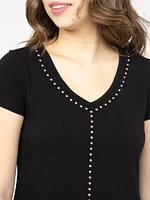 Women's Studded V Neck Tee