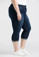 Women's Plus 2 Button Cuffed Jean Capri