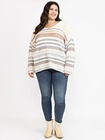 Women's Stripe Pointelle Sweater