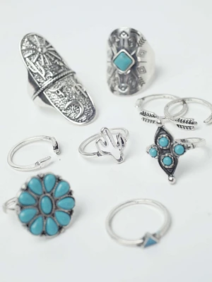 Women's Turquoise Boho Rings