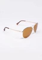 Men's Gold Frame Amber Lens Aviator