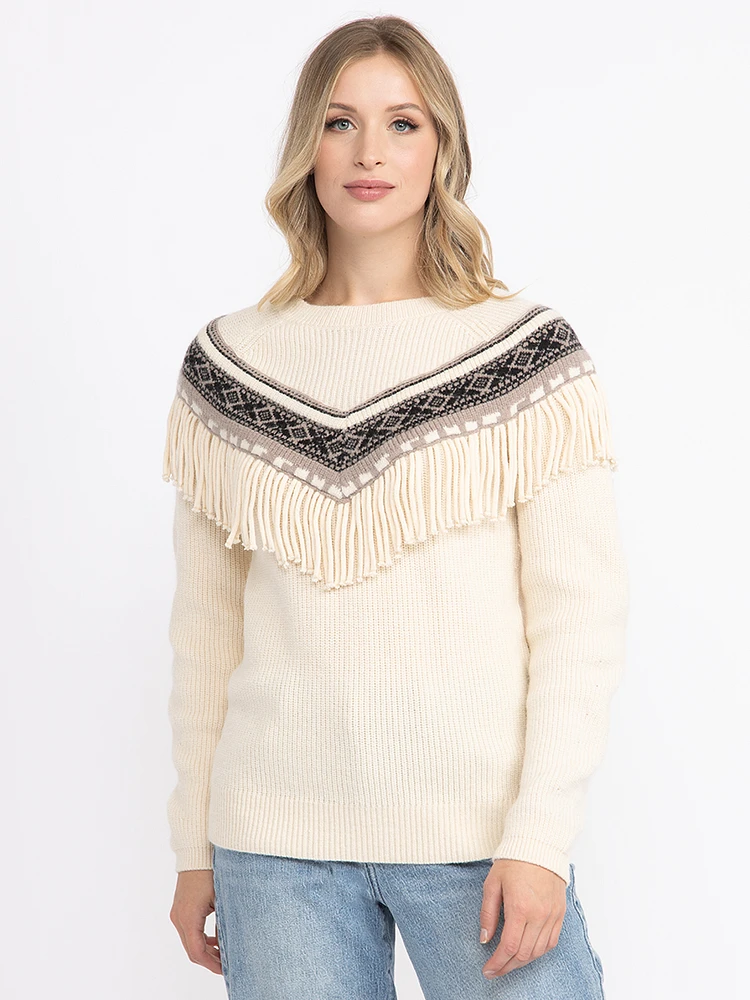 Women's Geometric Fringe Sweater