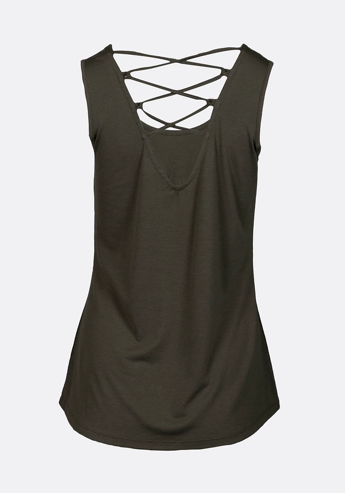 Women's Peace Sign Cage Back Tank