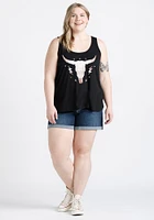 Women's Cow Skull Ladderback Tank