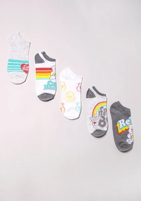 5Pk Care Bears Retro Rainbow No Show Socks