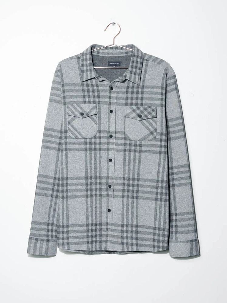 Men's Brushed Knit Plaid Shirt