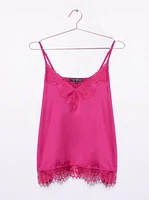 Women's Lace Trim Satin Tank