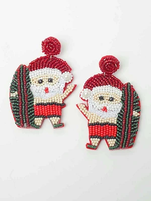 Women's Surfing Santa Beaded Earrings