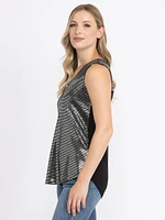 Women's Sequin Half Zip Tank