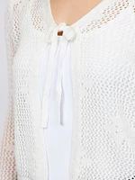 Women's Daisy Stitch Tie Front Cardigan