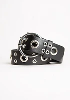 Women's Black Grommet Belt