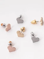 Women's Brushed Metal Heart Earrings