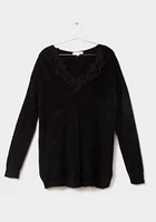 Women's Crochet Neckline Sweater