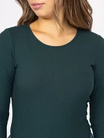 Women's Crew Neck Rib Long Sleeve Tee