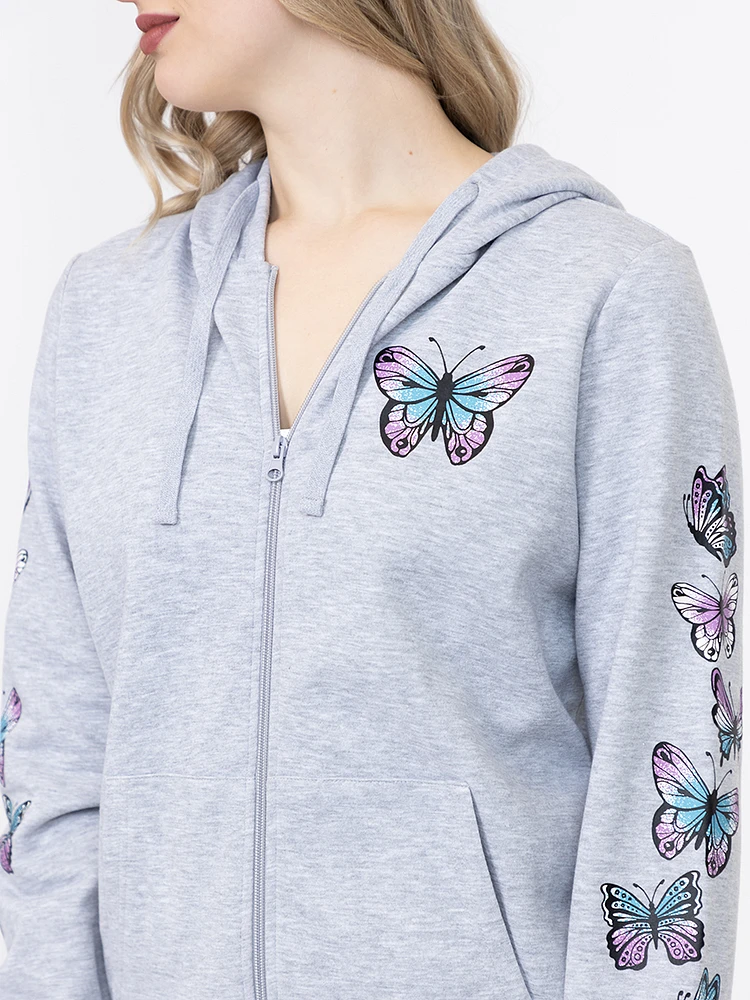 Womens Butterfly Zip Hoodie