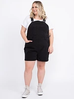 Women's  Cuffed Relaxed Black Denim Shortall