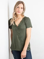 Women's Crochet Trim Cross Front Top