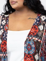 Women's Geometric Ruffle Cardigan
