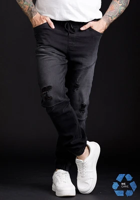 Men's Destroyed Knit Denim Jogger