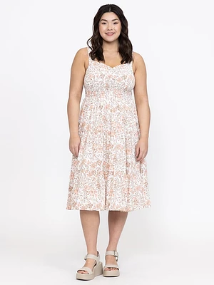 Women's Floral Tiered Midi Dress