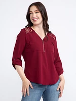 Women's Lace Insert Blouse