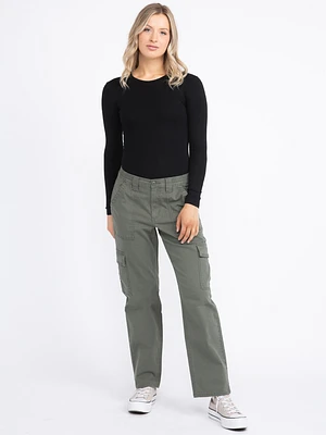 Women's Stretch Canvas Elastic Waist Cargo Pants