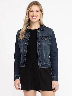 Women's Dark Wash Cropped Denim Jacket