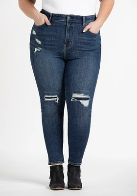 Women's Plus Rip & Repair High Rise Skinny Jeans