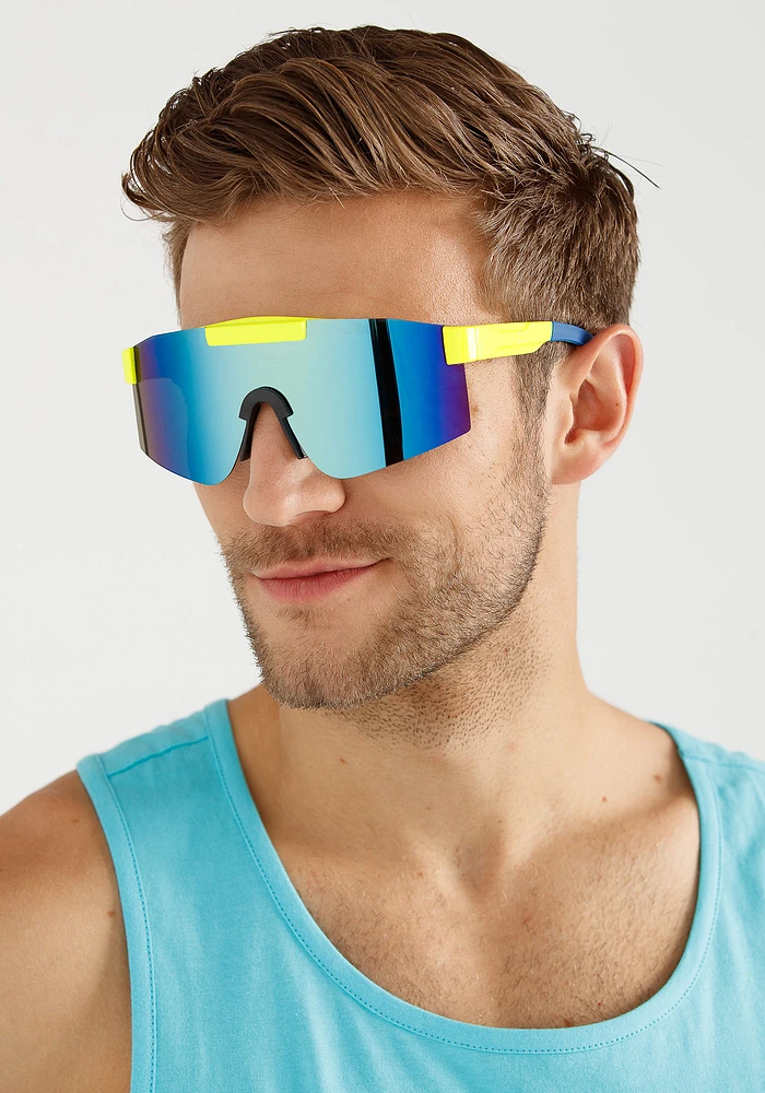 Men's Reflective Sport Shield Sunglasses