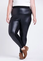 Women's Faux Leather Pull-on Ponte Legging