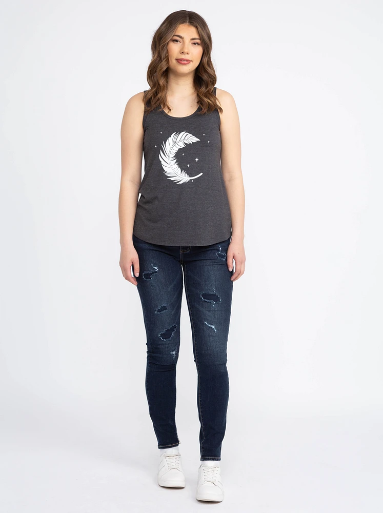 Women's Feather Scoop Neck  Tank
