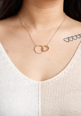 Women's Double Ring Gold Chain Necklace