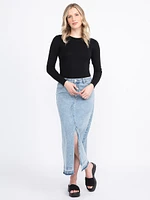 Women's Maxi Denim Skirt with Raw Hem