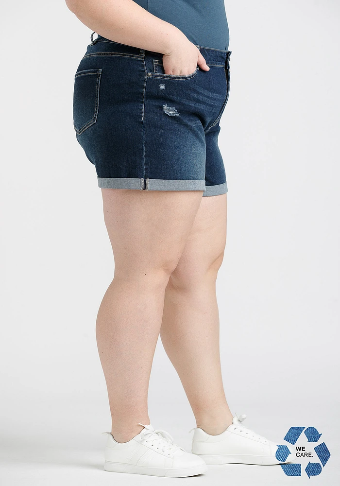 Women's Plus Destroyed Cuffed Jean Short