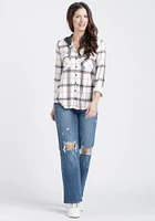 Women's Hooded Plaid Shirt