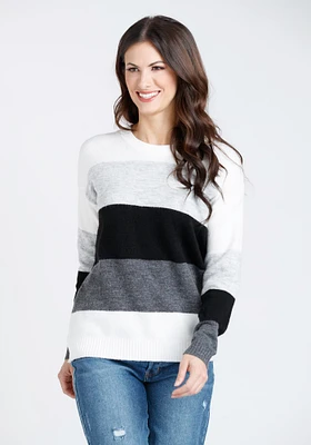 Women's Colour Block Lace Up Sweater