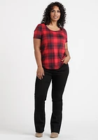 Women's Plaid Scoop Neck Tee