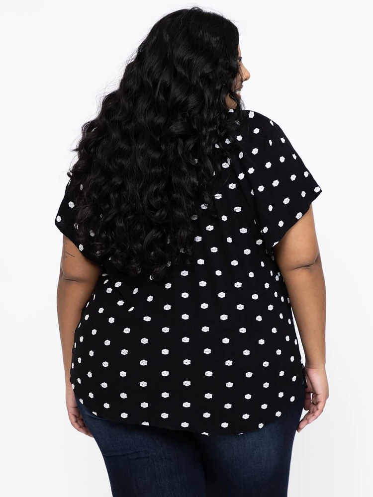 Women's Embroidered Keyhole Top