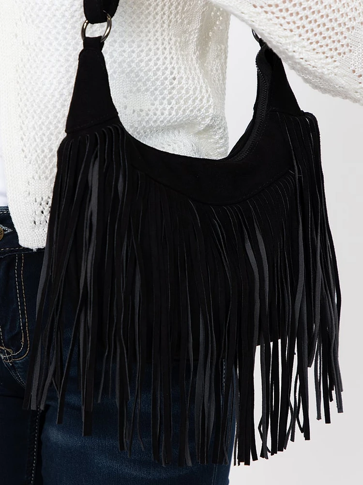 Women's Faux Suede Tassle Bag