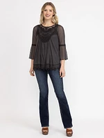 Women's Mesh Bell Sleeve Top