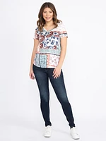 Women's Patchwork Scoop Neck Tee