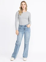 Women's Crew Neck Rib Long Sleeve Tee
