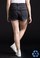 Women's High Rise Destroyed Black Cuffed Short